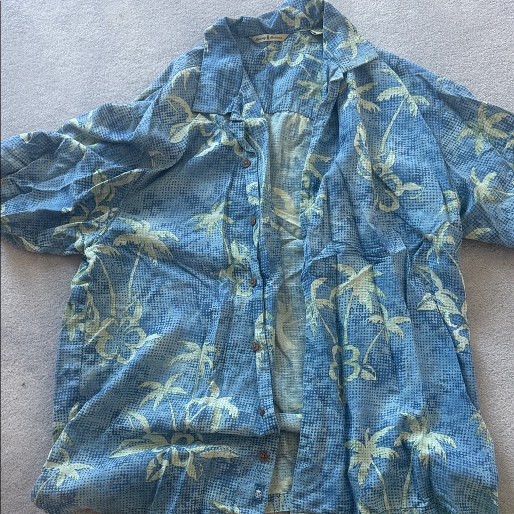 Tommy Bahama Blue and Green Silk Shirt